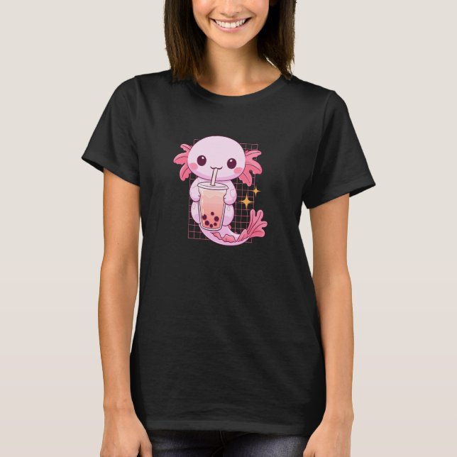 Camiseta Aquatic Creature Drinking Boba Tea Kawaii Cute Fun (Frente)
