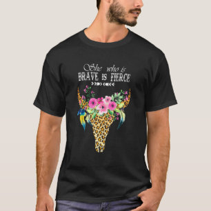 Camiseta Aquela Que É Corajosa É Feroz Vaca Hippie Leopardo
