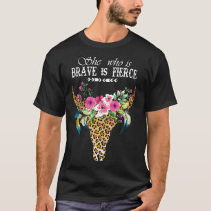 Camiseta Aquela Que É Valente É Feroz-Hippie Vaca Leopardo