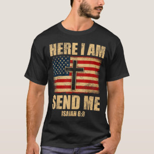 Camiseta Aqui Estou Me Envie Isaías 6_8 Bandeira Americana 