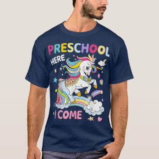 Camiseta Aqui eu venho o Unicórnio Rainbow de volta a Scho