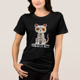 Camiseta Aqui gatinho gatinho gatinho decoração de hallowee