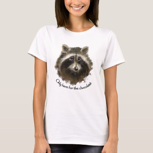 Camiseta Aqui para o Chocolate, Cute Raccoon, Animal (Frente)