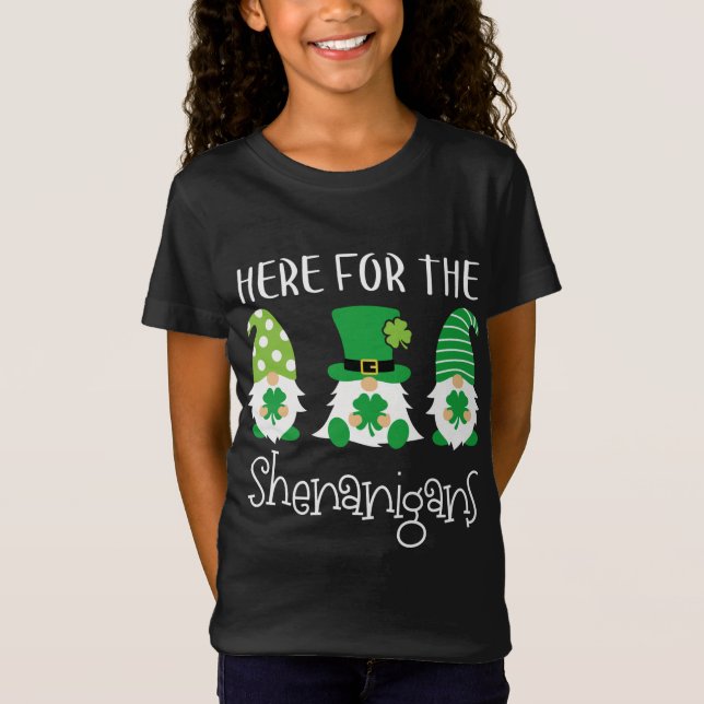 Camiseta Aqui Para O Gnomo Do Dia de São Patrício Shenaniga (Frente)
