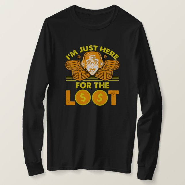 Camiseta Aqui para o Loot - Design de jogos (Frente do Design)