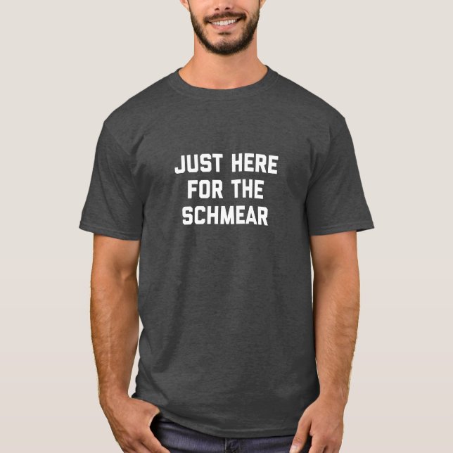 Camiseta Aqui para o Schmear Jewish Bagel Deli Nosh (Frente)