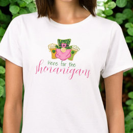Camiseta Aqui, para o Shenanigans St Patricks Rosa