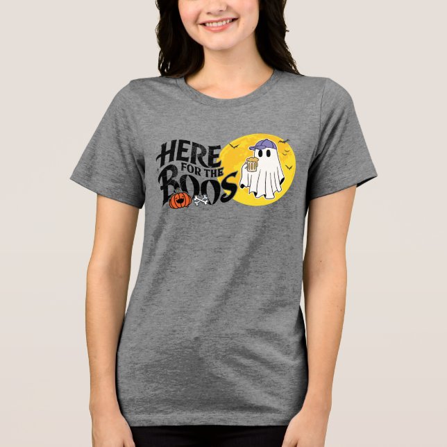 Camiseta Aqui para os Boos | Beba e coloque seu Spook em ci (Frente)