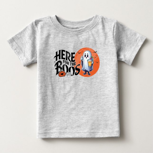 Camiseta Aqui para os Boos | Beba e coloque seu Spook em ci (Frente)