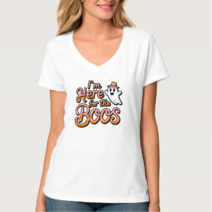 Camiseta Aqui para os Boos - Design do Fantasma do Hallowee