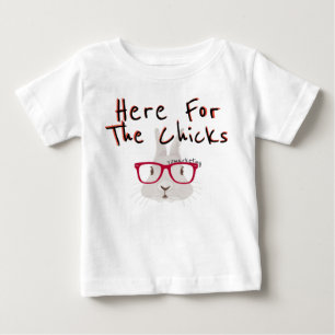 Camiseta Aqui para os pintinhos! Coelho Primavera de páscoa