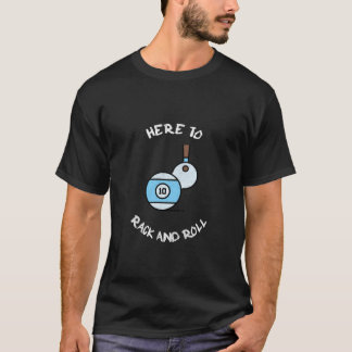 Camiseta Aqui para Rack e Roll Piscina Aimitando Bilhares