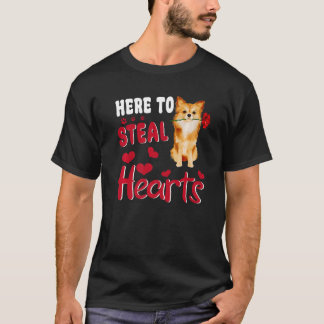 Camiseta Aqui Para Roubar Corações Engraçados Cachorro Pome