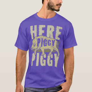 Camiseta Aqui, Piggy T shirt Boar Hunting Vintage Pig