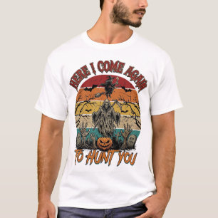 Camiseta Aqui Vem Novamente Ceifador Abóbora de Halloween_1