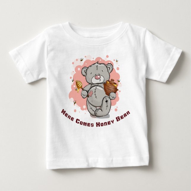 Camiseta Aqui vem o Urso de Mel e um Grande Pote de Mel (Frente)