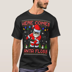 Camiseta Aqui vem Papais noeis com fio dental como um Natal