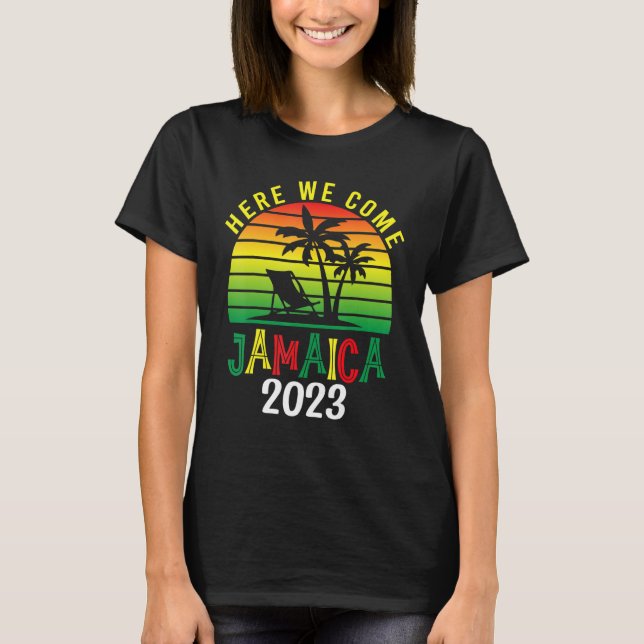 Camiseta Aqui Vimos A Família Jamaica 2023 Férias De Verão  (Frente)