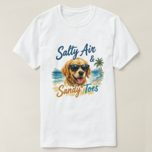 Camiseta Ar Água Salgada & Dedos de Areia Golden Retriever