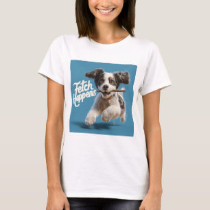 Camiseta Ar de Médio de puppy adorável em funcionamento com