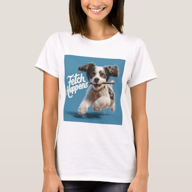 Camiseta Ar de Médio de puppy adorável em funcionamento com (Frente)