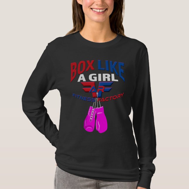 Camiseta AR Fitness Factory Box Like A Girl Pink Gloves (Frente)
