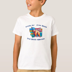 Camiseta Ar Fresco Céus Livres Deus Abençoe a América Mont