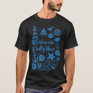 Camiseta Ar Marinho Cabelo Salgado Praia Costeira