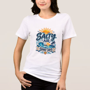 Camiseta Ar Typografia de Verão Praia Ar Salgado Dias Ensol