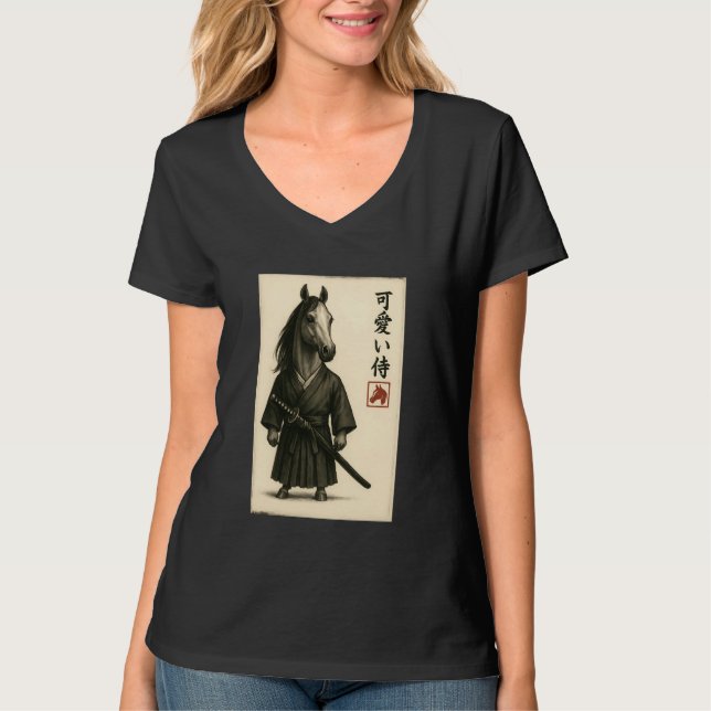 Camiseta Arabian Horse Samurai Ink Art Sumi-e Style Novelty (Frente)