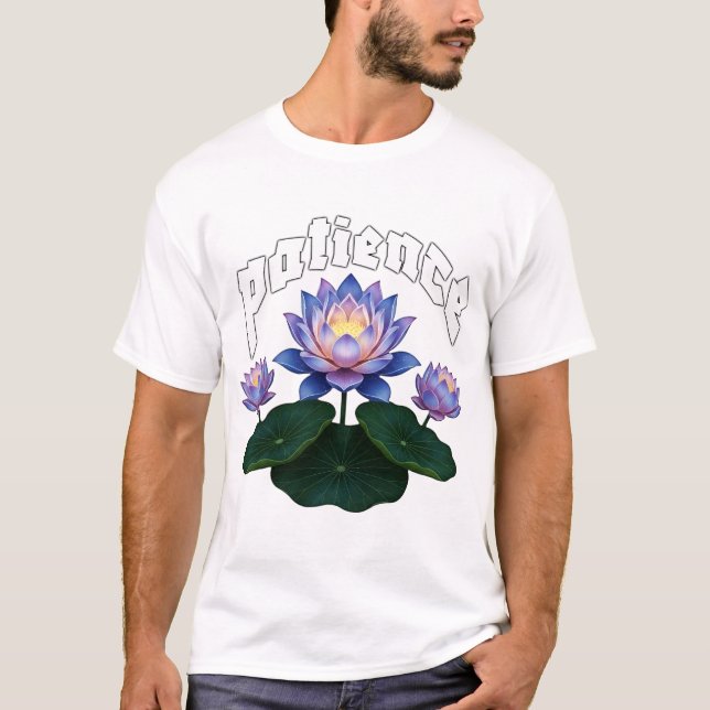 Camiseta Arabic Calligraphy Sabr Patience - Zen Lotus Flowe (Frente)