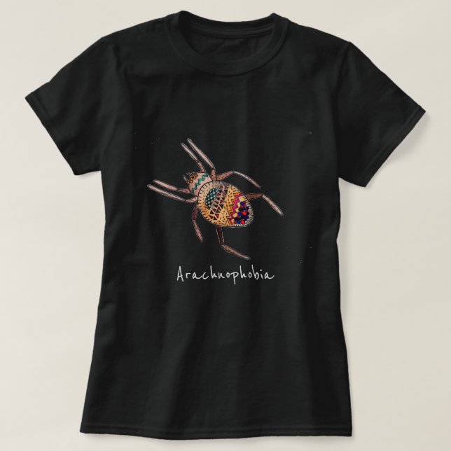 Camiseta Arachnofobia lema aracnídeo bonitinho (Frente do Design)