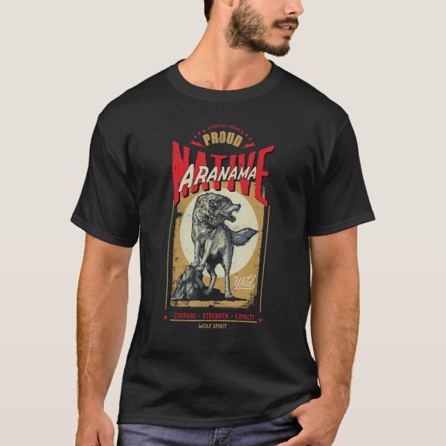 Camiseta Aranama Native American Indian Born Wolf Spirit Re (Frente)