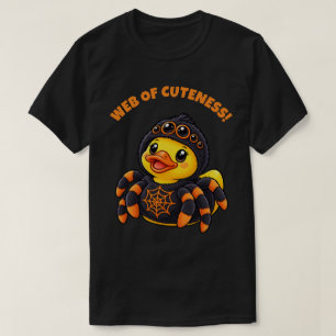 Camiseta Aranha de Borracha de Pato de Halloween da Teia de