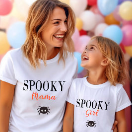 Camiseta Aranha de Halloween da Família Garota Bonita e Lou