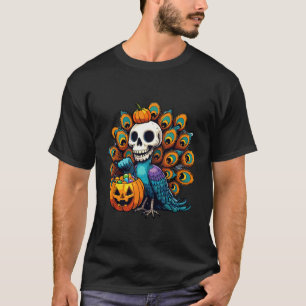 Camiseta Aranha de Halloween Pavão Fantasma Sacola de Doces