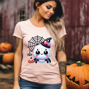 Camiseta Aranha-do-Halloween 3D e Camisa-de-abóbora
