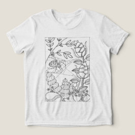 Camiseta Aranha-do-jardim com flores fantásticas colorindo