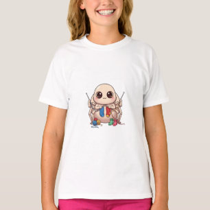 Camiseta Aranha Fofa Tecendo Com Fio de Lã Infantil
