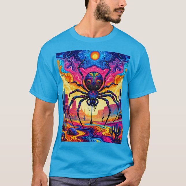 Camiseta Aranha gigante em um deserto surreal (Frente)