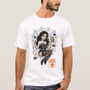 Camiseta Aranha-Pin-Up-Cartoon - Halloween Aprovada