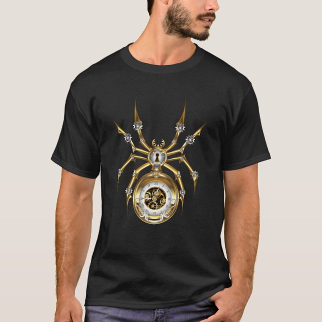 Camiseta Aranha Steampunk no fundo roxo (Frente)