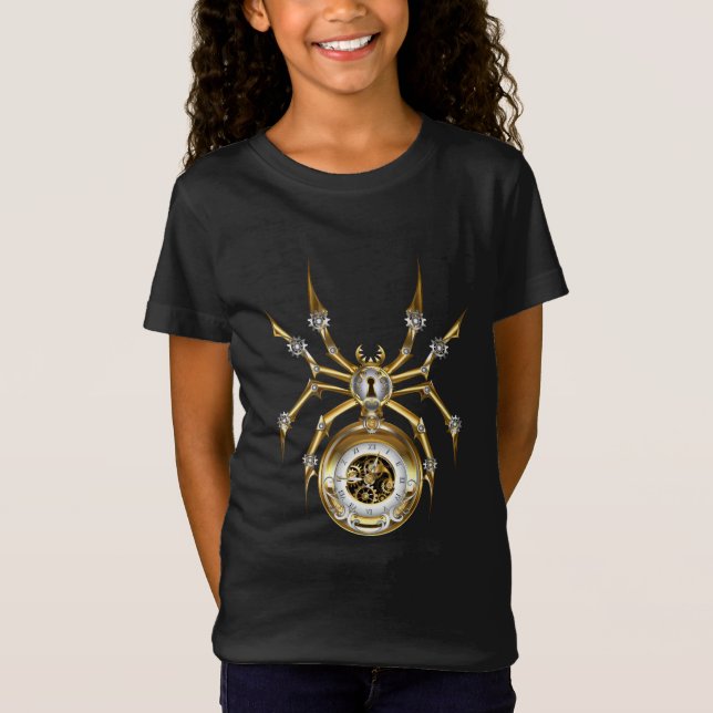 Camiseta Aranha Steampunk no fundo roxo (Frente)