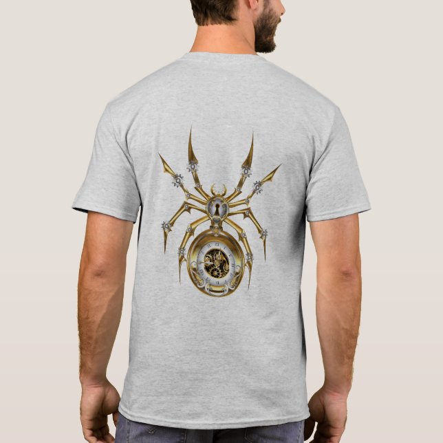 Camiseta Aranha Steampunk no fundo roxo (Verso)