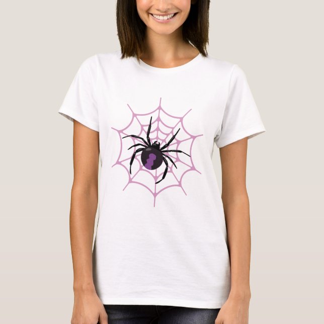 Camiseta Aranha tecendo um Gótico "Violet Arachnid" na Web (Frente)
