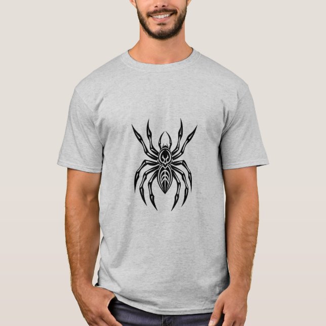 Camiseta Aranha Tribal Geométrica - Inseto Negro Minimalist (Frente)