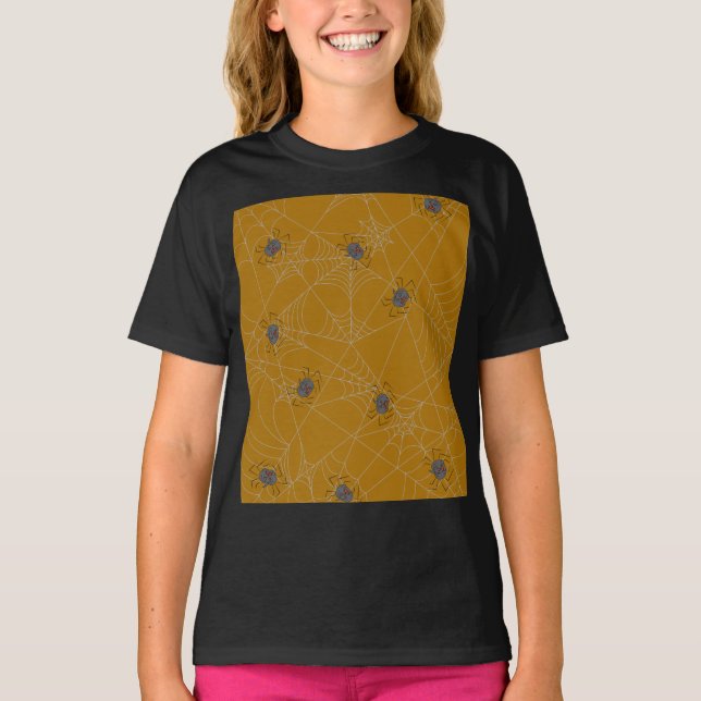 Camiseta Aranhas do Dia das Bruxas e abóboras (Frente)