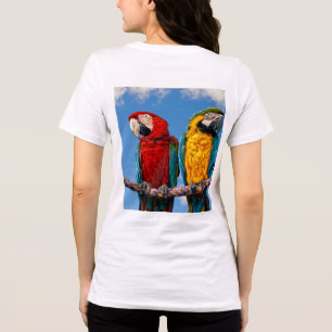 Camiseta Arara azul e amarela e arara-escarlate