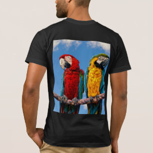 Camiseta Arara azul e amarela e arara-escarlate