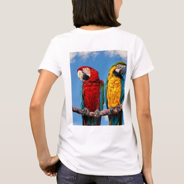 Camiseta Arara azul e amarela e arara-escarlate (Verso)